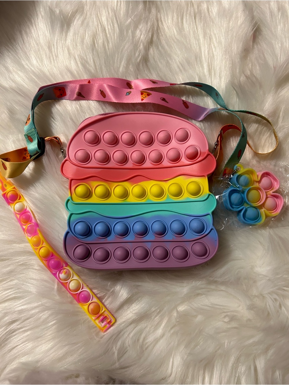 Kids Rainbow Pop-It Crossbody Bag - Pink Multicolor